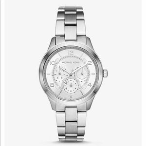 Michael Kors runway silver tone watch